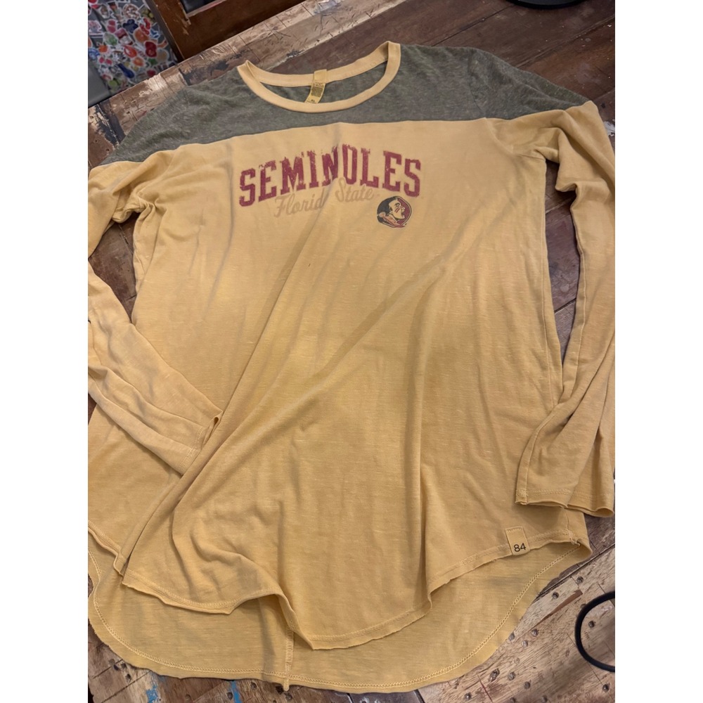 League Legacy Florida State Seminoles Long Sleeve Shirt Yellow Gray XL